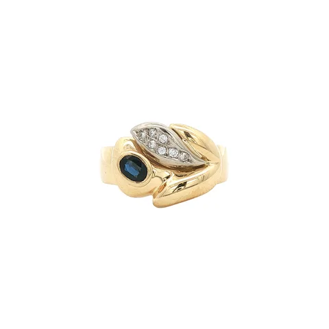 Vintage 18K Gold Ring with Sapphire and Diamond