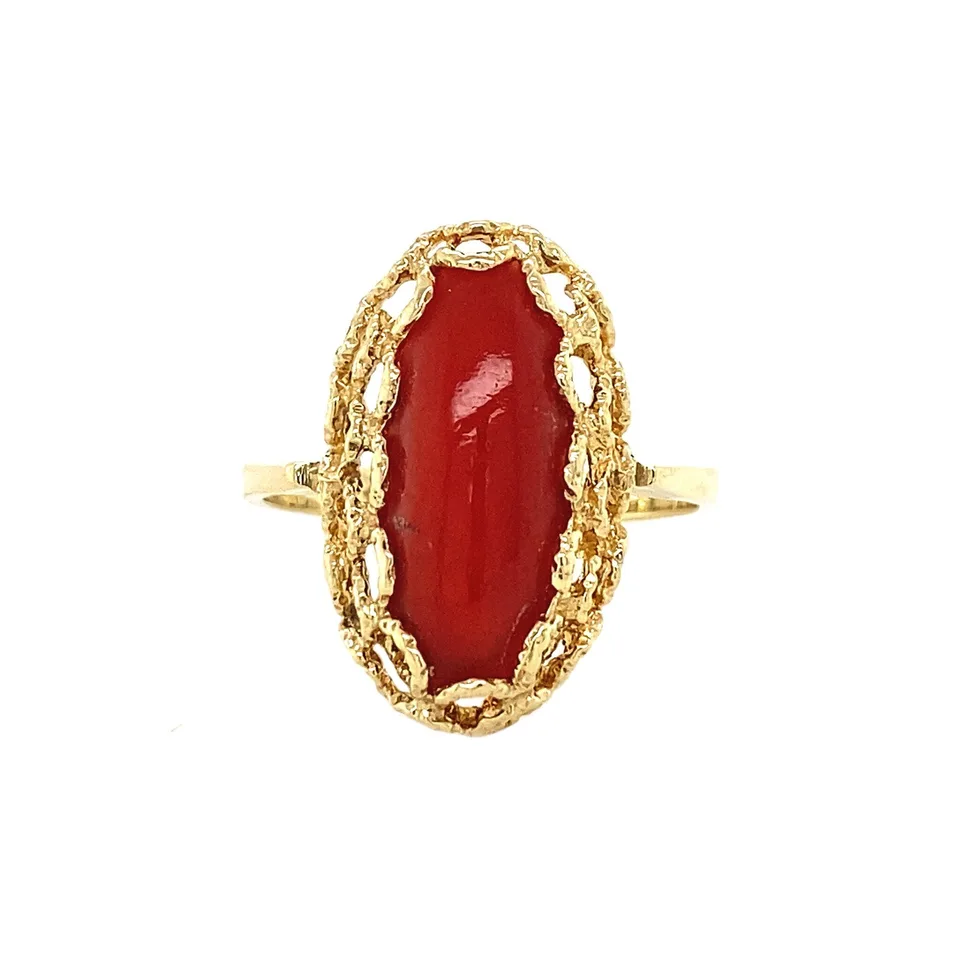 Vintage 14K Gold Ring with Red Coral