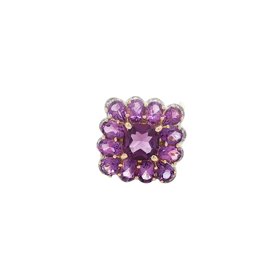 Vintage 9K Gold Ring with Amethyst and Diamond