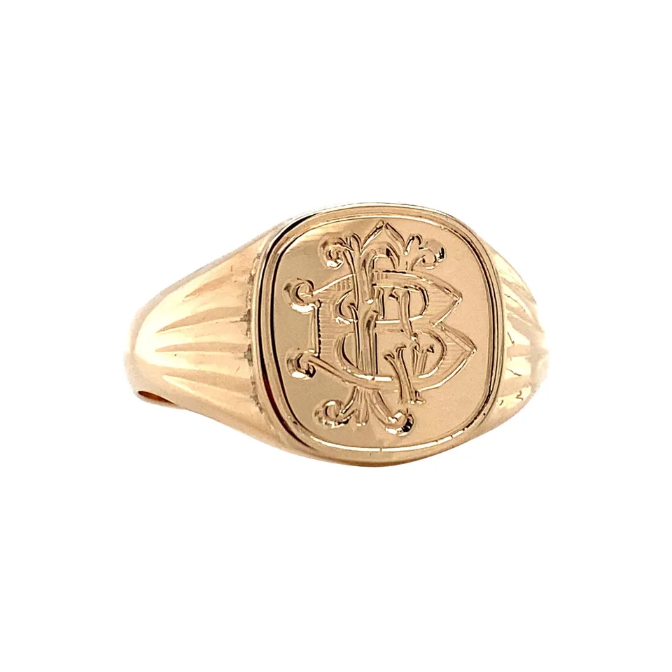 Vintage 14K Gold Signet Ring with Engraving