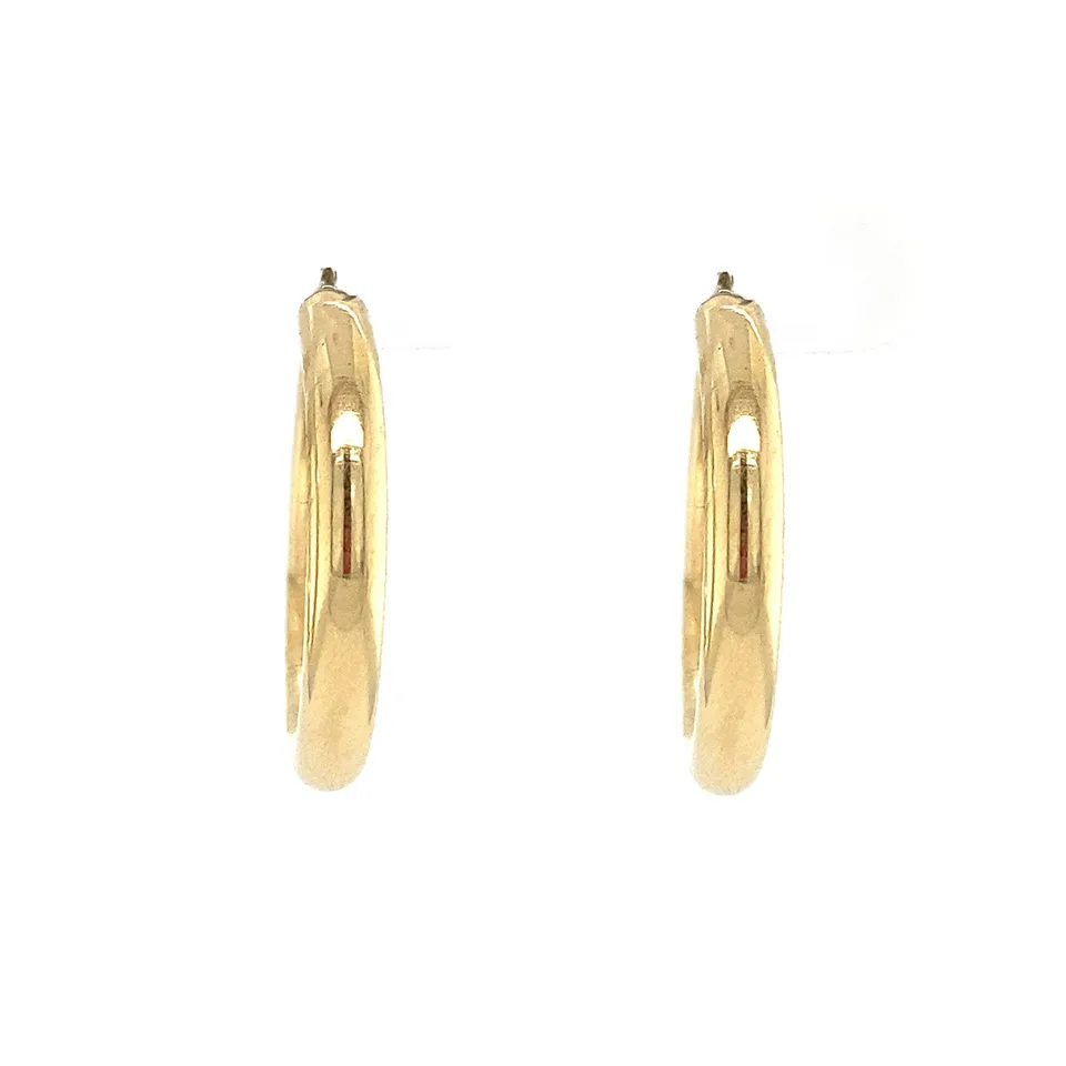 Vintage 18K Gold Smooth Hoop Earrings