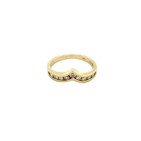 Vintage 14K Gold V Ring Set with Diamond