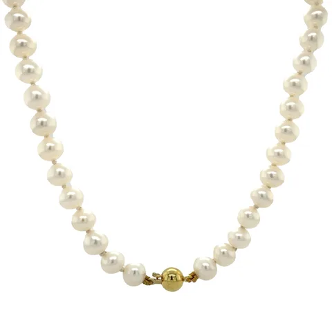 Vintage Pearl Necklace with 14K Gold Ball Clasp 42 cm