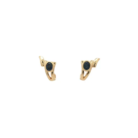 Vintage 18K Gold Stud Earrings with Sapphire
