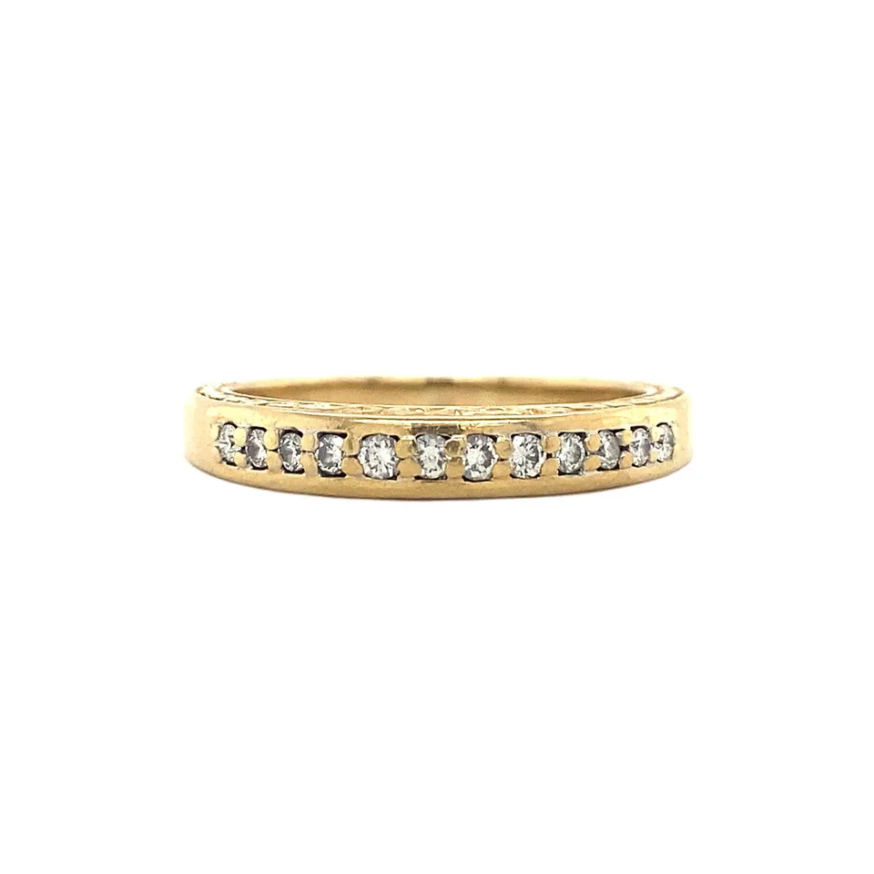 Vintage 18K Gold Half Eternity Ring with Diamond