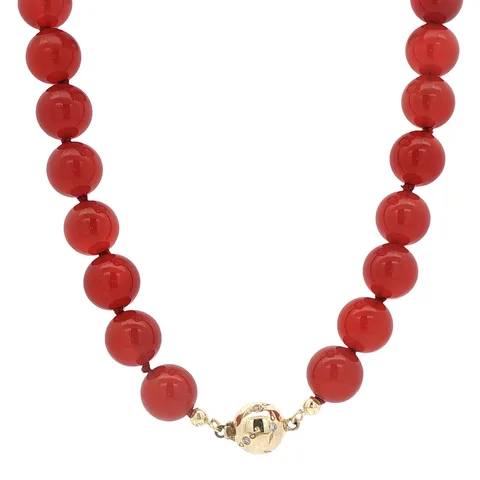 Vintage Carnelian Necklace with 14K Gold Clasp with Diamond