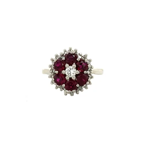 Vintage 14K Gold Ring with Ruby and Diamond