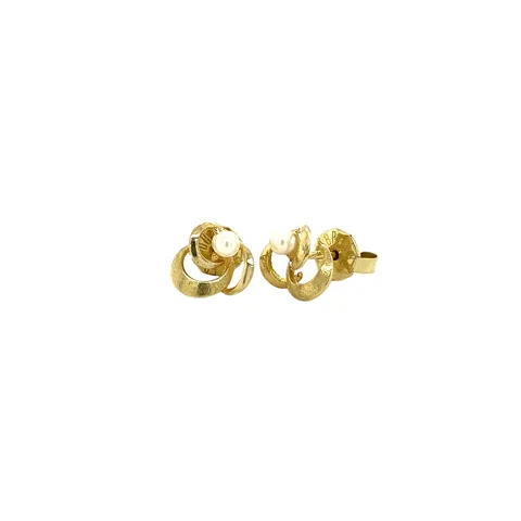 Vintage 14K Gold Stud Earrings with Pearl