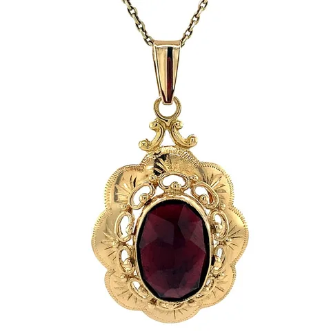 Vintage 14K Gold Pendant with Garnet