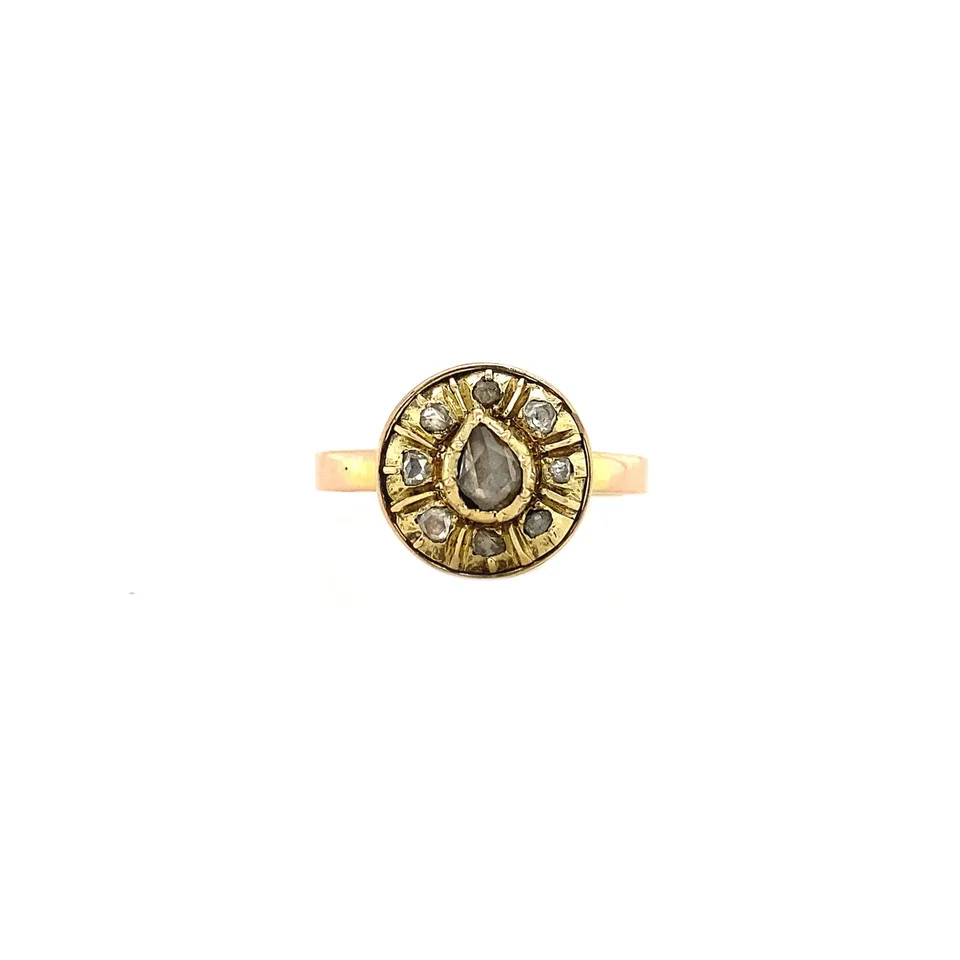 Vintage 14K Gold Ring with Rose Cut Diamond