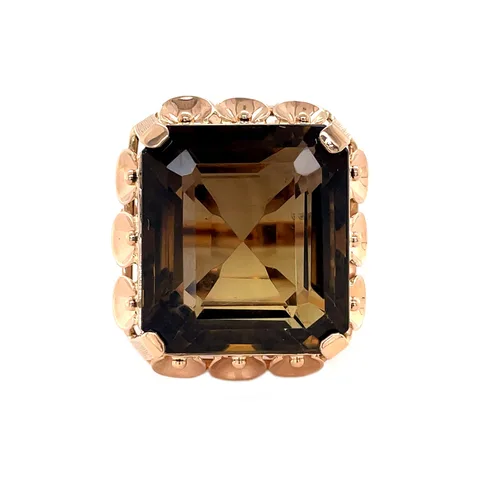Vintage 14K Rose Gold Ring with Smoky Quartz