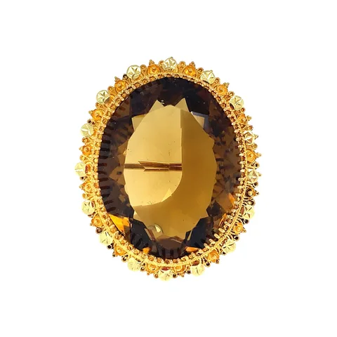 Vintage 14K Gold Pendant with Brown Glass