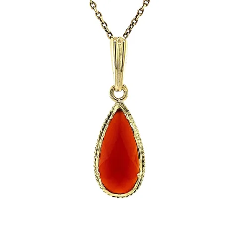 Vintage 14K Gold Pendant with Carnelian