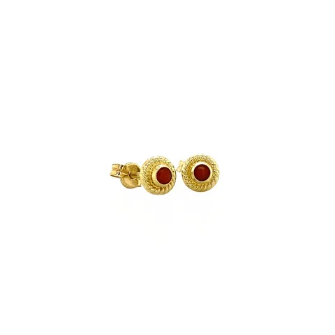 Vintage 14K Gold Stud Earrings with Red Coral
