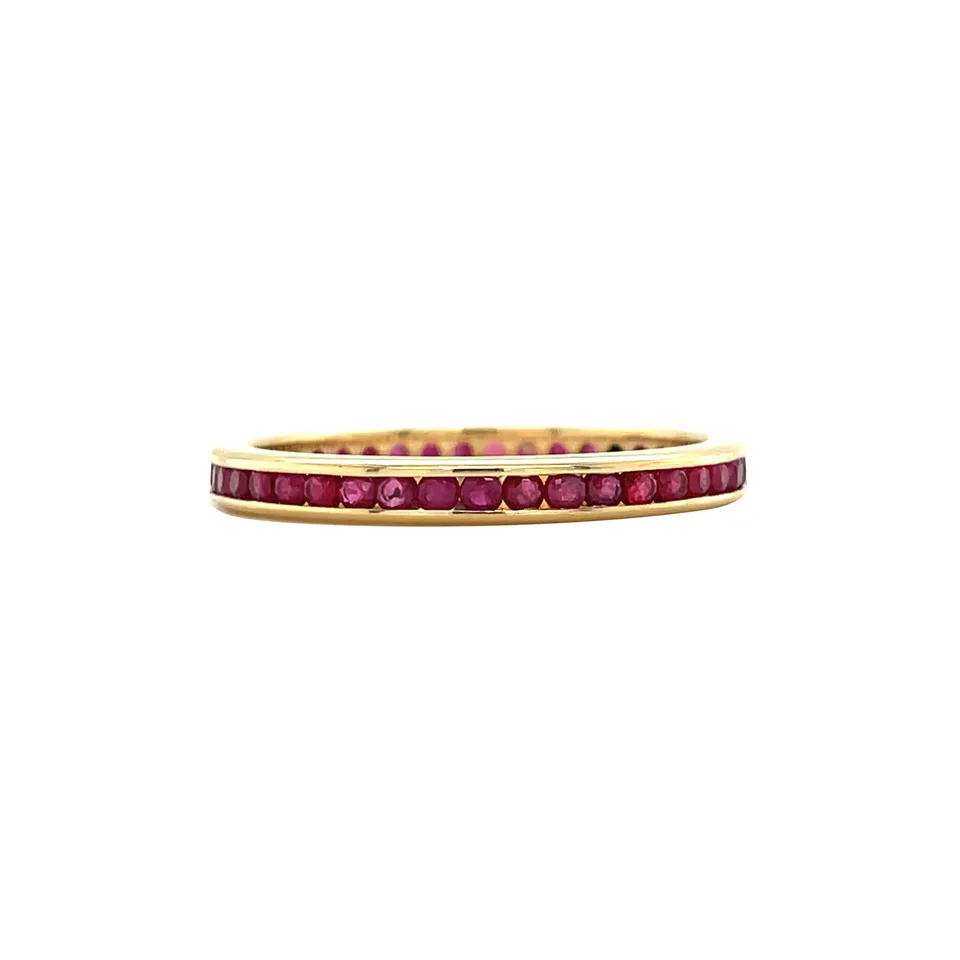 Vintage 18K Gold Alliance Ring with Ruby