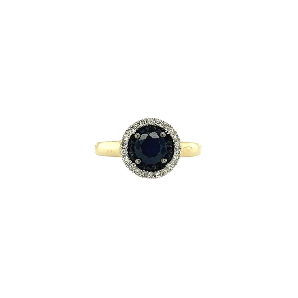 Vintage 14K Gold Ring with Sapphire and Diamond