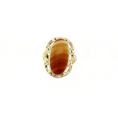Vintage 12K Gold Ring with Banded Agate