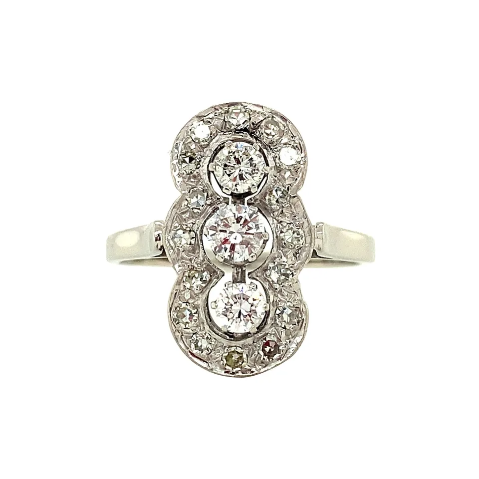 Vintage 14K White Gold Princess Ring with Diamond