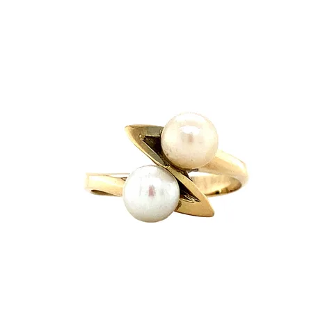 Vintage Fancy 12K Gold Ring with Pearl