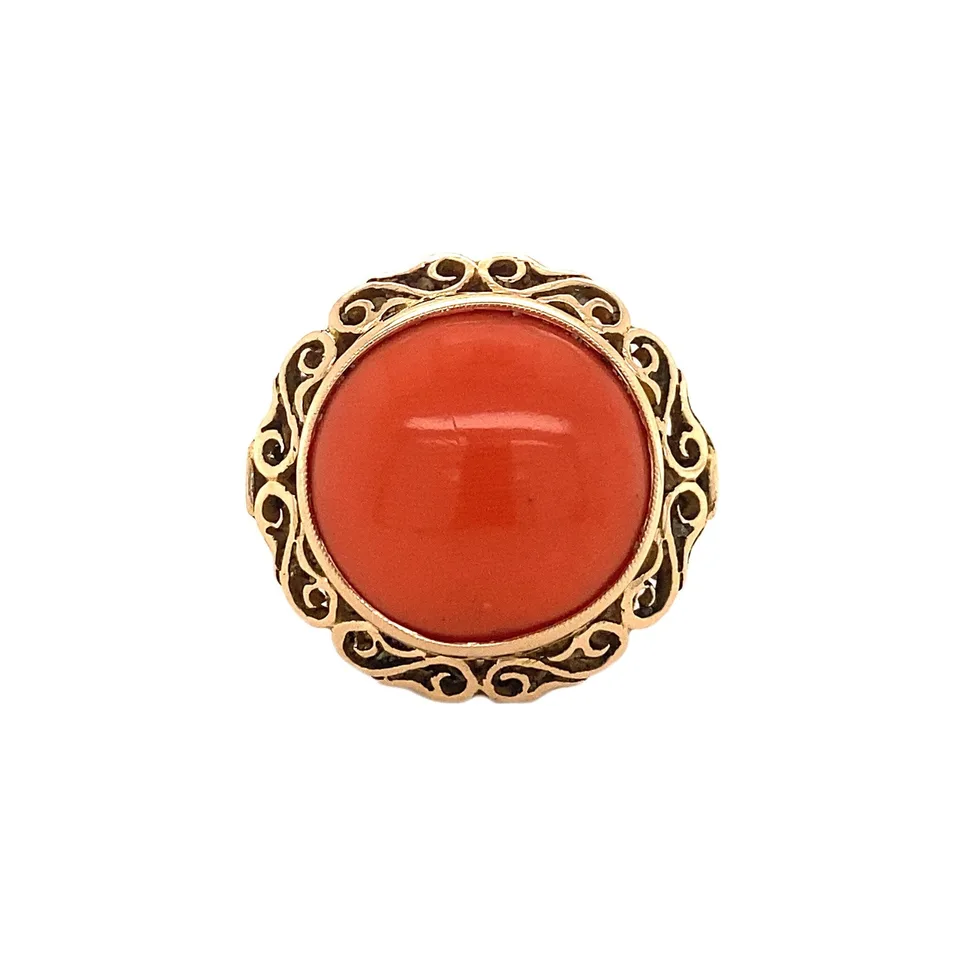 Vintage 14K Gold Ring with Red Coral