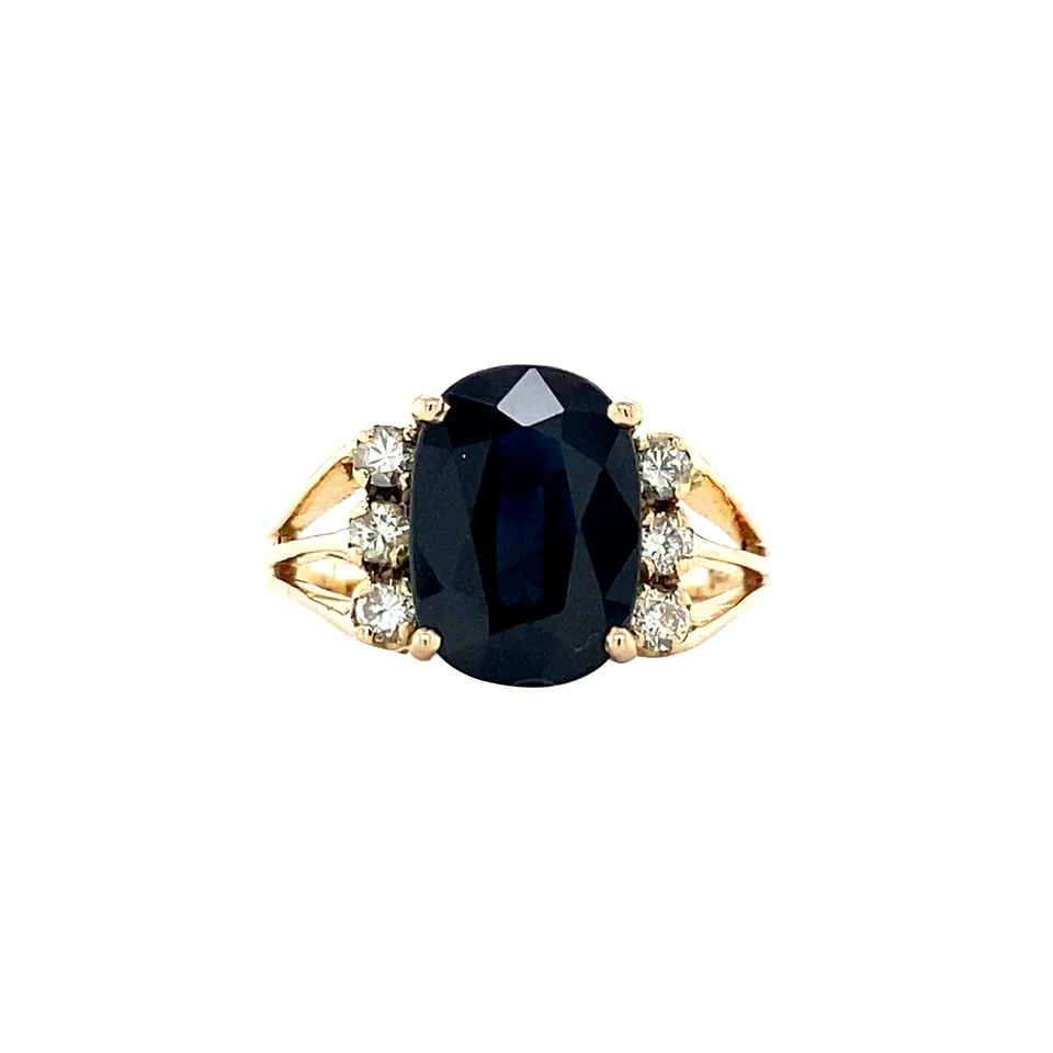 Vintage 14K Gold Ring with Sapphire and Diamond