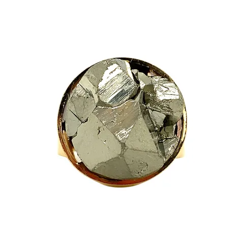 Vintage 18K Gold Ring with Pyrite