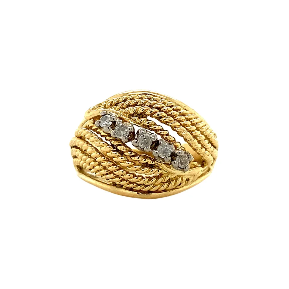 Vintage 18K Gold Half Eternity Ring with Diamond