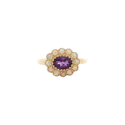 Vintage 14K Gold Ring with Amethyst and Opal