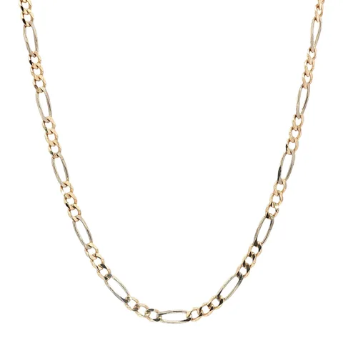 Vintage 14K Two Tone Gold Figaro Necklace