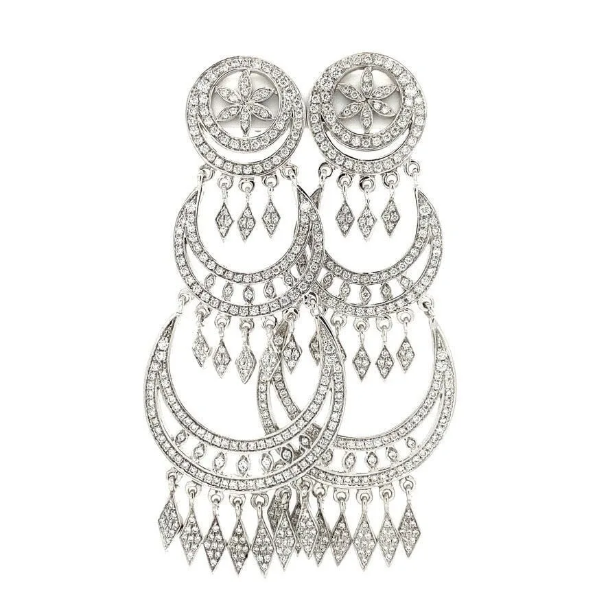 Vintage 18K White Gold Fancy Stud Earrings with Diamond