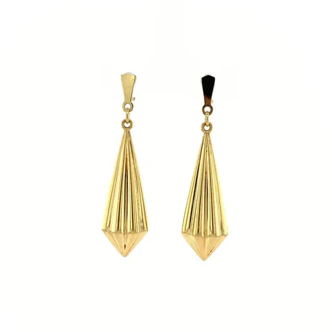 Vintage 18K Gold Stud Earrings with Pendant