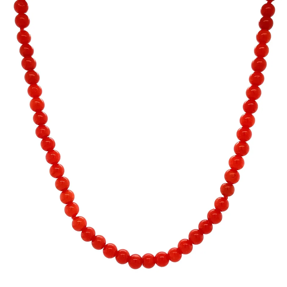 Vintage 14K Gold Red Coral Necklace 41 cm