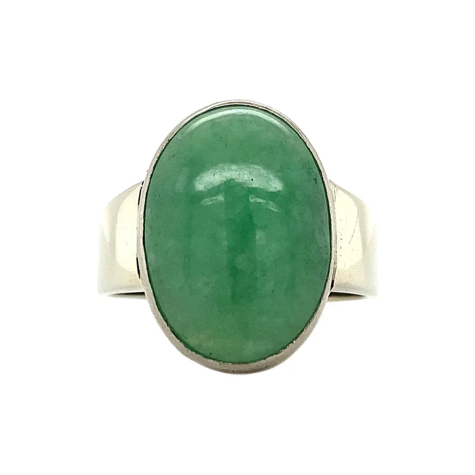 Vintage 14K White Gold Ring with Aventurine