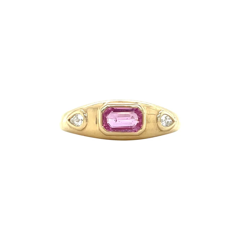 Vintage 14K Gold Ring with Sapphire and Diamond
