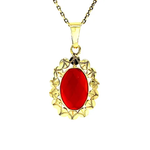 Vintage 14K Gold Pendant with Carnelian