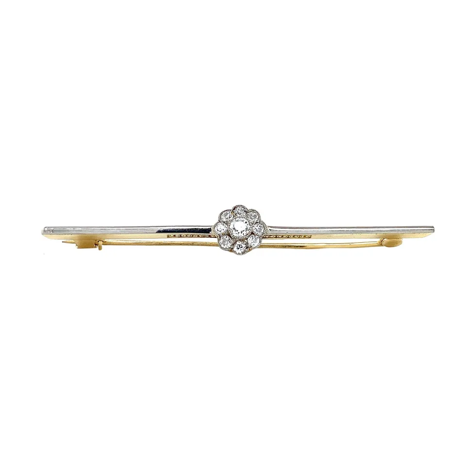 Vintage 14K Gold Brooch with Diamond