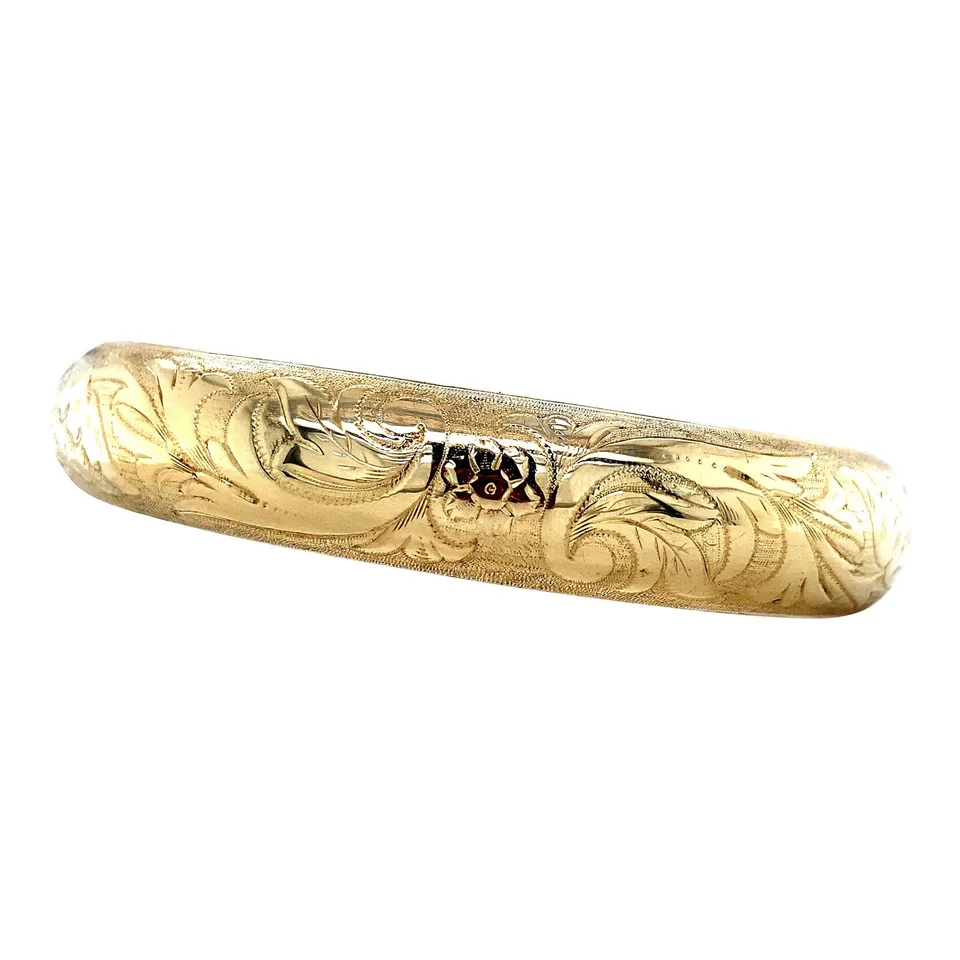 Vintage 14K Gold Bangle with Engraving