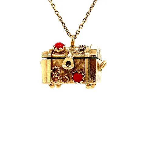 Vintage 14K Gold Treasure Chest Pendant