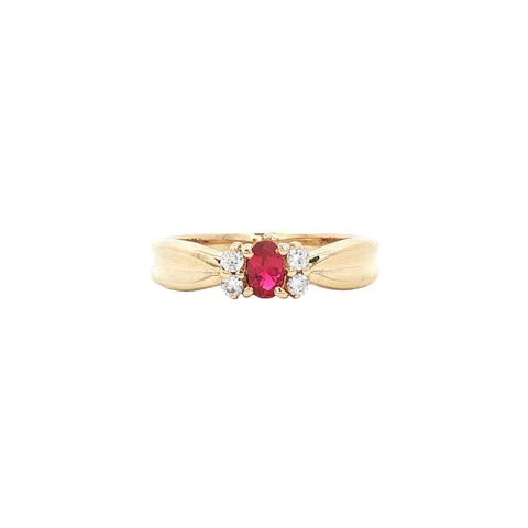 Vintage 14K Gold Ring with Ruby and Cubic Zirconia
