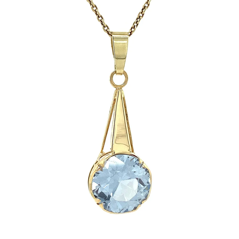 Vintage 14K Gold Pendant with Glass