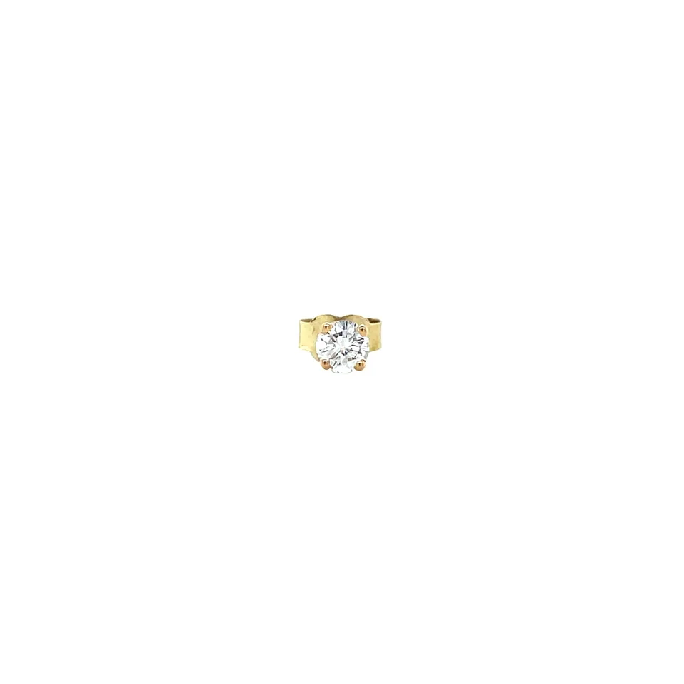 Vintage 14K Gold Solitaire Stud Earring with Diamond