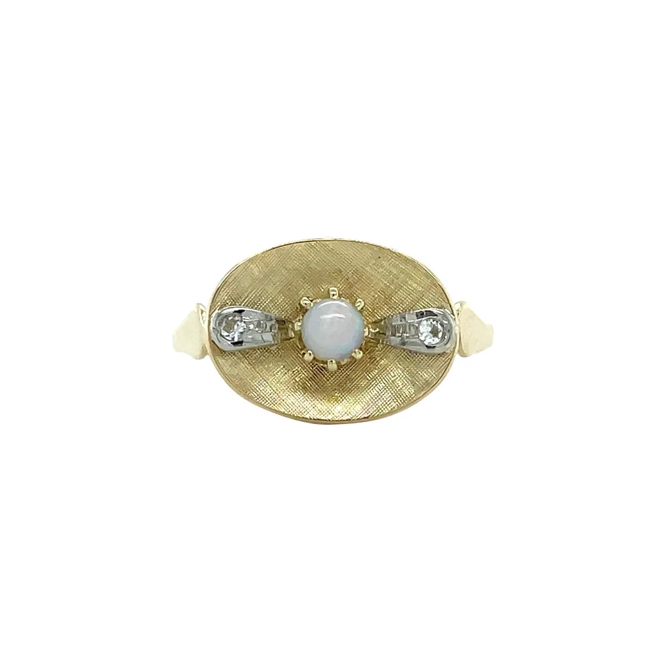 Vintage 14K Gold Ring with Spinel and Opal