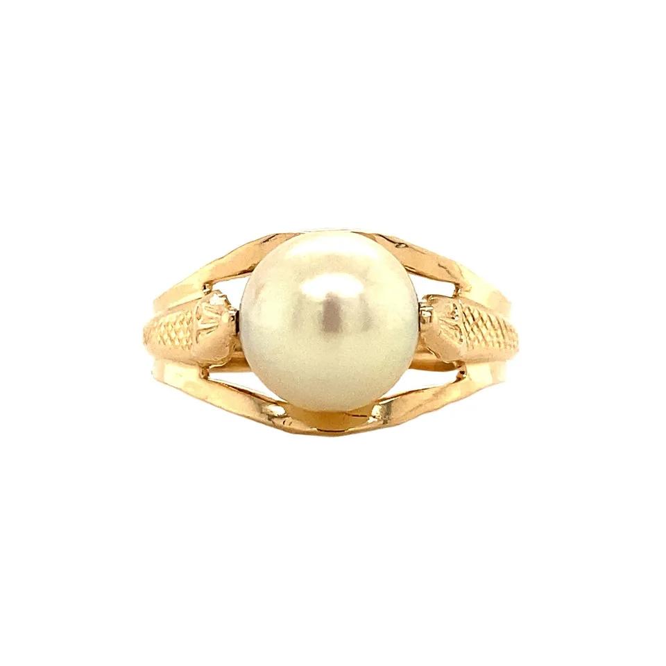 Vintage 18K Gold Ring with Pearl