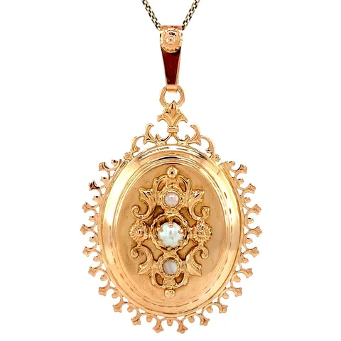 Vintage 18K Gold Pendant with Pearl