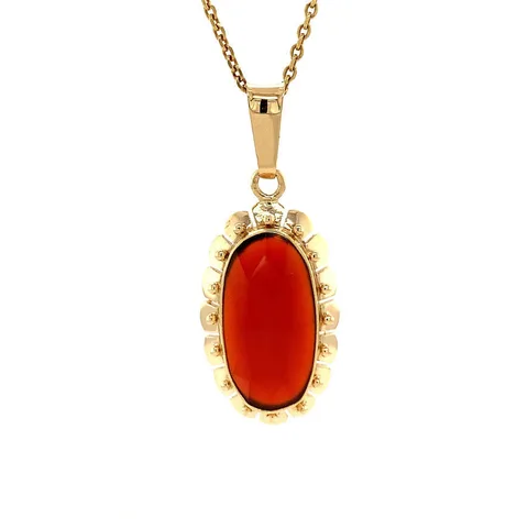 Vintage 14K Gold Pendant with Carnelian