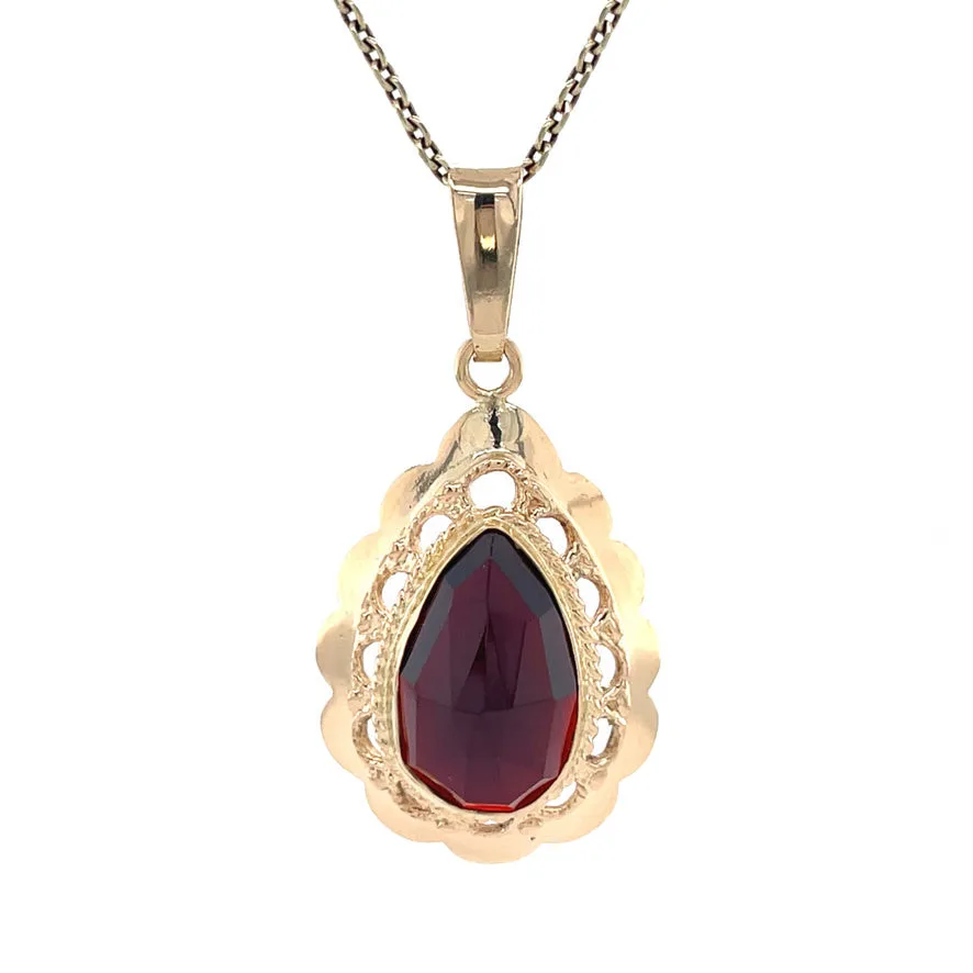 Vintage 14K Gold Pendant with Garnet