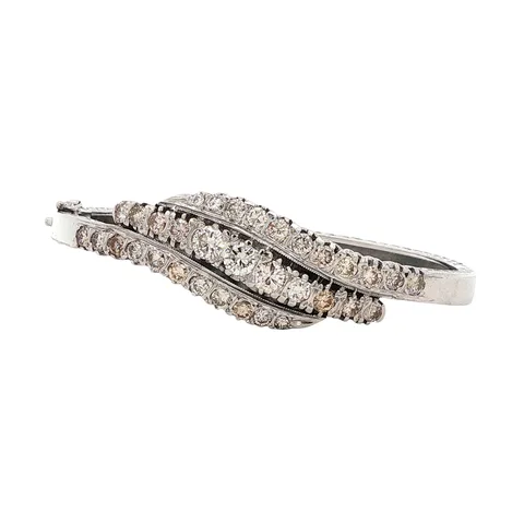 Vintage 14K White Gold Bangle with Diamond