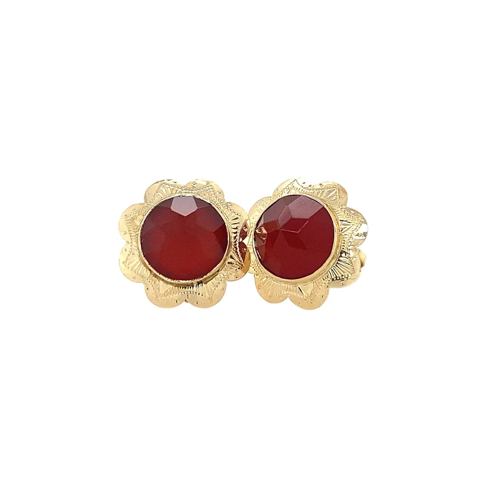 Vintage 14K Gold Stud Earrings with Carnelian