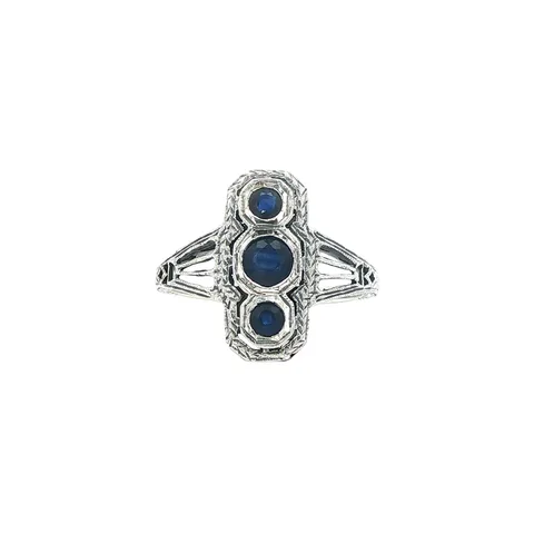 Vintage Sterling Silver Ring with Sapphire