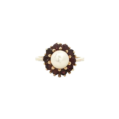 Vintage 14K Gold Ring with Pearl and Garnet